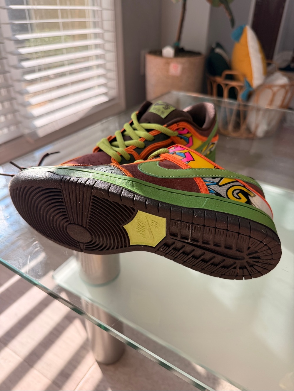 Nike Brown, Orange & Lime Green Low-Top Sneakers - Picture 3 of 9